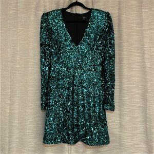 Lulu's Glittering Teal Sequin Mini Dress